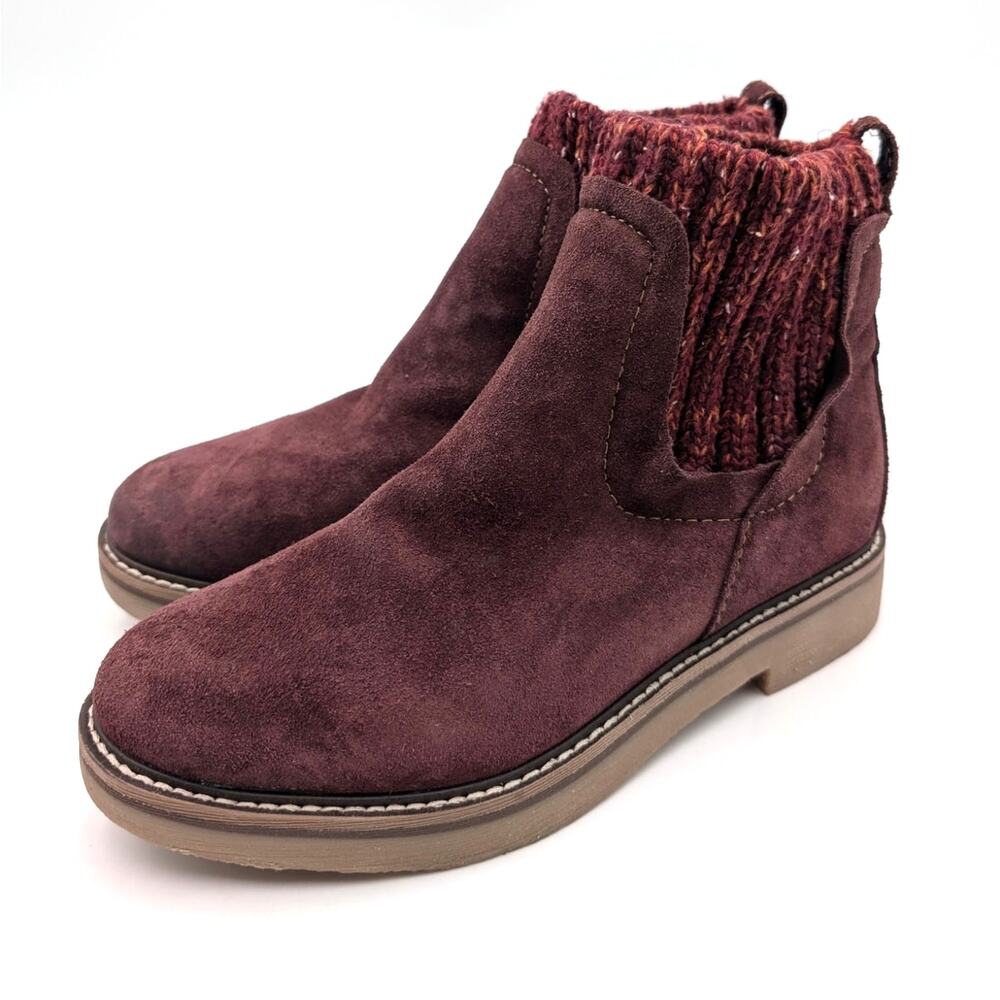Comfortiva Rawnie Ankle Bootie Knit Collar Women's Red Suede Size US6.5M EU37